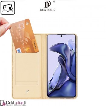 Dux Ducis dirbtinės odos viršelis - auksinės spalvos ( telefonui Xiaomi 11T/11T Pro) Dux Ducis dirbtinės odos viršelis - auksinės spalvos ( telefonui Xiaomi 11T/11T Pro)